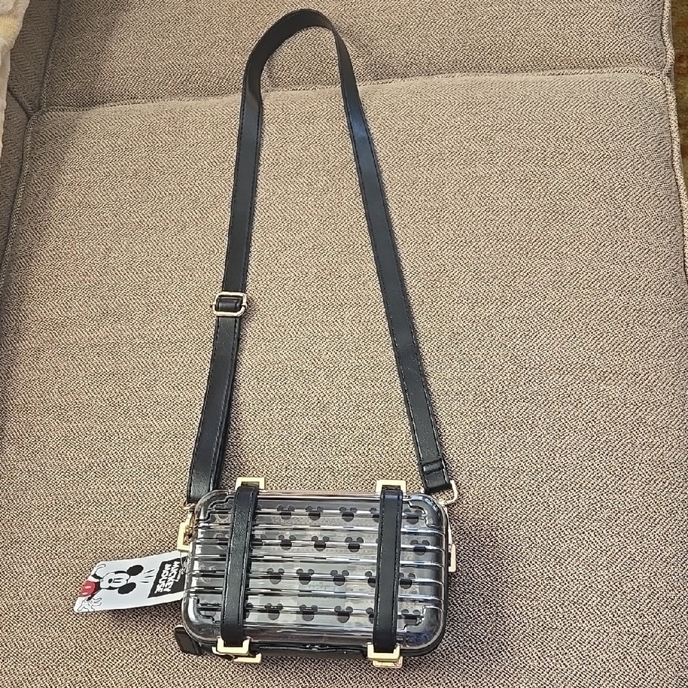 Disney Mickey Mouse Clear 7" x 5" Zip and Snap Purse with Adjustable Strap